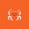 Minimalist Sympathic Crab Logo On Orange Background