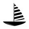 Minimalist tattoo boho sailboat marine silhouette art icon over white background