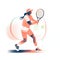 Minimalist Tennis Player Illustration on White Background for Sports Posters and Web Design.
