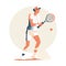 Minimalist Tennis Player Illustration on White Background for Sports Posters and Web Design.