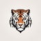 Minimalist Tiger Head Logo Design on White Background for Branding and Marketing.