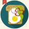 Minimalist toast icon. Sandwich with eggs, peppers, onions, lettuce. Flat design. Vector illustration