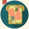 Minimalist toast icon. Sandwich with salmon and cucumber. Flat design. Vector illustration