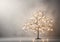 Minimalist tree with many lights hanging from it\\\'s branches. AI generative