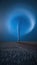 Minimalist Tropical Strom Tornado in The Great Plains Blue Hour Landscape Background AI Generative