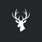 Minimalist Typography Deer Head Icon On Black Background