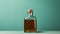 Minimalist Vanilla Scented Rum Bottle On Green Background