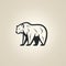 Minimalist Vector Art: White Bear On Beige Background