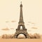 Minimalist Vector Drawing Of Eiffel Tower In Brown And Beige