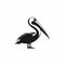 Minimalist Vector Illustration Of Black Pelican Bird Symbol