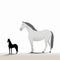 Minimalist Vector Illustration Of Grey And White Horses With Foal