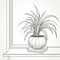 Minimalist Vector Illustration Of A White Plant On Window Sill
