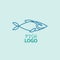 Minimalist Vector Logo of Blue Fish. Symbol for Seafood Restaurants, Fishing Markets or Asian Street Foods