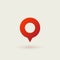 Minimalist vector logo of red navigation pin. Destination point concept