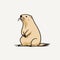 Minimalist Vintage Comic Style: Cute Beaver On White Background