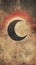Minimalist Vintage Eclipse Illustration Vertical background
