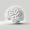 Minimalist White Brain on Empty Background: Clean and Simple Concept, generative ai