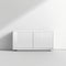 Minimalist white cabinet illuminated by a sleek light in an airy room, AI-generated.