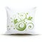 Minimalist White Cushion With Green Floral Swirl Design