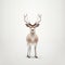 Minimalist White Deer With Antlers On White Surface