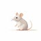 Minimalist White Flat Mouse Illustration On White Background