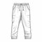 Minimalist White Jogging Pant Drawing With Digital Illustration Style