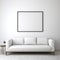 Minimalist White Room With Empty Couch And Picture Frame