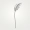 Minimalist Wire Black Bird Feather Against White Background