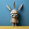 Minimalist Wood Puppet With Feathers: 3d Rendered Folklore-inspired Cricket Figurine