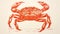 Minimalist Woodblock Print Of An Orange Crab Artwork