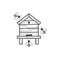 Minimalist wooden beehive illustration