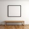 Minimalist Wooden Bench Portrait Picture Frame On Blank Wall