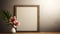 Minimalist Wooden Frame And Flower Vase On Desk In Room Interior