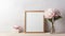 Minimalist Wooden Frame With Peony: Uhd Image For Cabincore And Feminine Themes