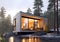 Minimalist wooden tiny home with modern interior design and furniture.AI Generative