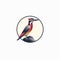 Minimalist Woodpecker Logo Design With Color Brushstrokes