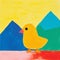 Minimalist Yellow Bird Painting With Childlike Charm And Vivid Colors