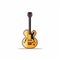 Minimalist Yellow Guitar Icon On White Background