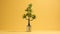 Minimalist Yucca Bonsai Tree In Gold Pot On Yellow Background