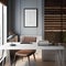 A minimalist, Zen-inspired home office with a clutter-free desk, calming colors, and natural materials4