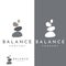 Minimalist zen stones logo, balancing stones, neatly stacked stones, stones for meditation or wellness.With template vector