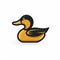 Minimalistic 2d Cartoon Duck Icon In Light Orange And Dark Gold