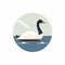 Minimalistic 2d Swan Logo In Muted Seascapes Style