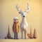 Minimalistic 3d Character: Deer And Daniel