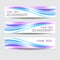 Minimalistic abstract futuristic flyer set with swoosh lines in blue to purple soft gradient.