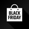 Minimalistic advertising concept with black friday shopping bag. White bag with shadow. Shopping promotion. Special offer sale