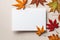 Minimalistic autumn leave decoration card for thanksgiving greetings