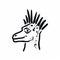 Minimalistic Basquiat-style Crowned Corythosaurus Line Drawing