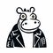 Minimalistic Basquiat Style Hippopotamus Emblem In Png Format
