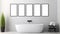 Minimalistic Bathroom Wall Decor: Three Empty Frames Mock-up